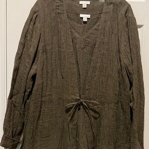 Women's Olive Green V-Neck tank and jacket